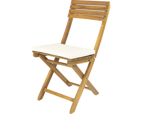 Chaise pliante en bois avec coussin d''assise pour l''extérieur
