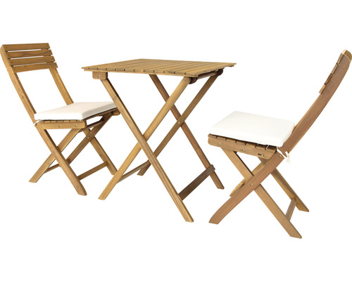 Ensemble de jardin en bois avec deux chaises et une table carrée