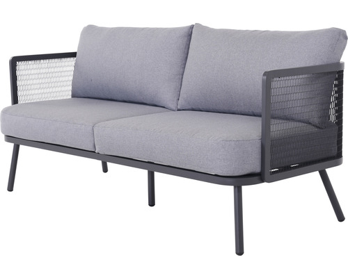 Gartencouch mit zwei Sitzen, Metallrahmen und Polster