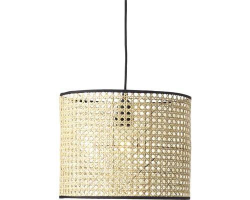 Pendelleuchte aus Rattan mit Stoffkabel