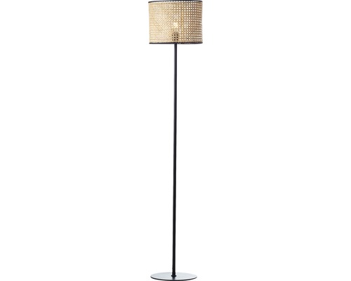 Stehlampe mit Lampenschirm aus Rattan