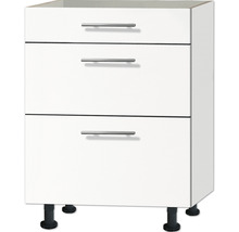 Meuble bas de cuisine avec trois tiroirs et pieds