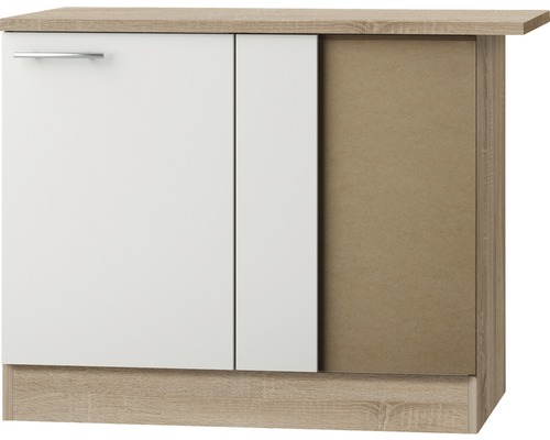 Meuble bas d'angle Optifit Dakar largeur 100 cm blanc brillant