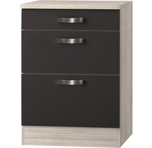 Table de chevet avec trois tiroirs et poignées