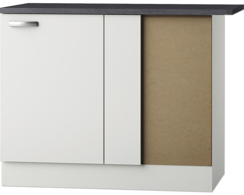 Eckunterschrank Optifit Lagos Breite 100 cm KULG UEL106-9+ Weiss glänzend Küchenunterschrank mit Tür und Arbeitsplatte
