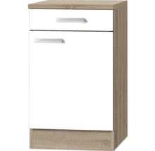 Meuble bas avec tiroir aspect bois et blanc