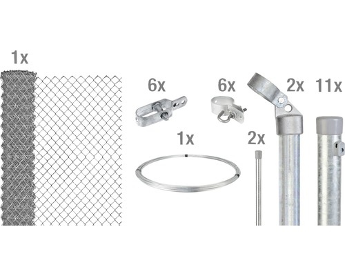 4-Eckgeflecht Set Maschenweite 50 mm zum Einbetonieren 25 x 1 m feuerverzinkt