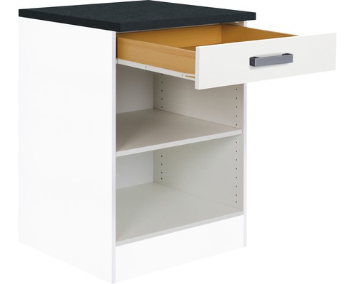 Meuble bas de cuisine avec tiroir et étagères