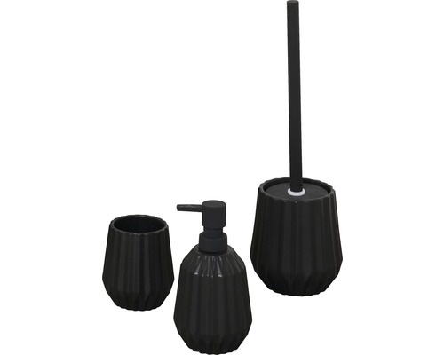 Ensemble de salle de bain avec distributeur de savon, gobelet pour brosse à dents et brosse de toilette