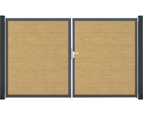 Doppeltor GroJa BasicLine rechts Rahmen anthrazit 300 x 180 cm Asteiche Natur