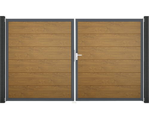 Doppeltor GroJa BasicLine rechts Rahmen anthrazit 300 x 180 cm Golden Oak