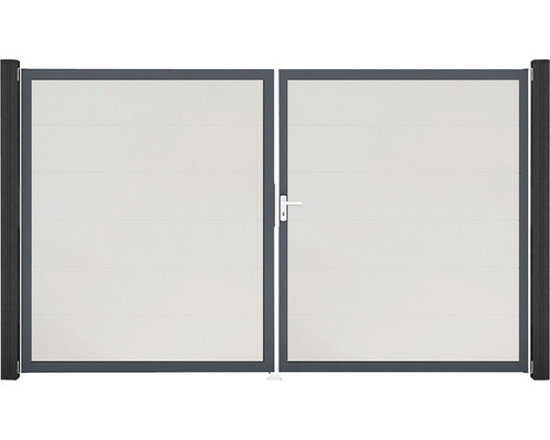 Portillon double GroJa BasicLine à droite prémonté sans poteaux cadre anthracite 300 x 180 cm blanc