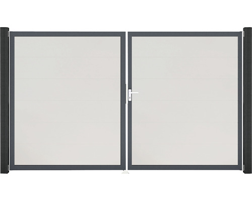 Doppeltor GroJa BasicLine rechts Rahmen anthrazit 300 x 180 cm weiss