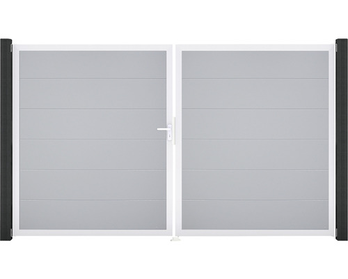 Portail double GroJa BasicLine gauche cadre aluminium 300 x 180 cm gris argent