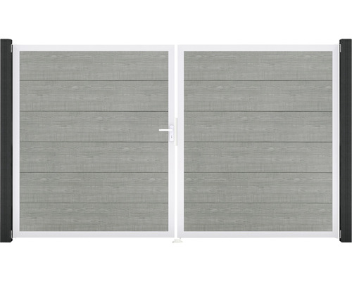 Portail double GroJa BasicLine gauche cadre aluminium 300 x 180 cm Grey Ash Cut