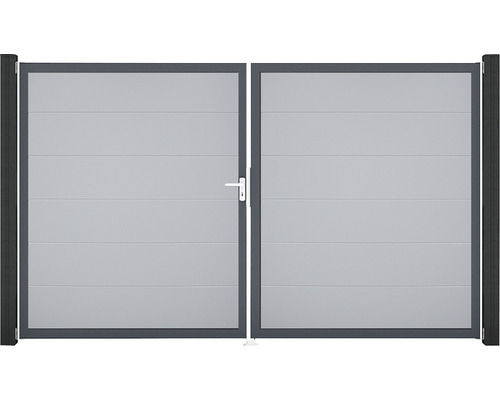 Portail double GroJa BasicLine gauche cadre anthracite 300 x 180 cm gris argent