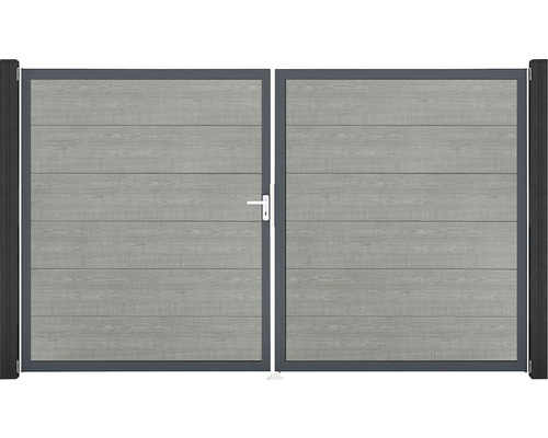 Portail double GroJa BasicLine gauche cadre anthracite 300 x 180 cm Grey Ash Cut