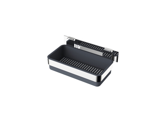 Panier de douche REIKA Ovaro magnétique anthracite/chrome sans plaque de montage Étagère de douche pour montage mural avec écoulement d''eau