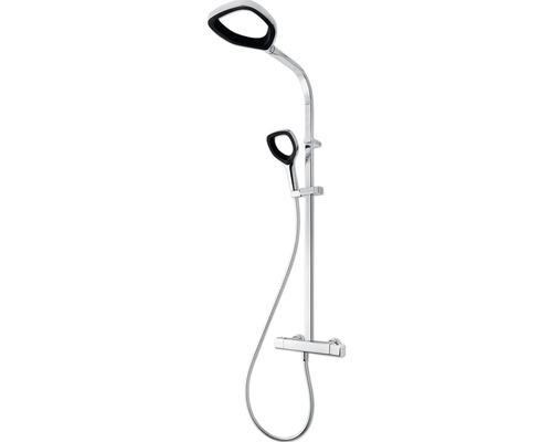 Colonne de douche avec thermostat Breuer Aquamaxx Splash noir 9261008000099 Colonne de douche avec douche de tête et douchette à main