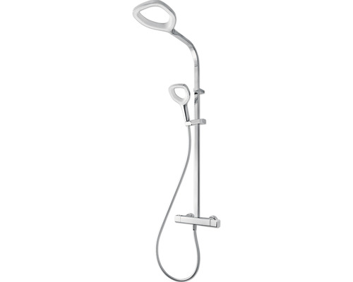 Colonne de douche avec thermostat Breuer Aquamaxx Splash blanc 9262008000099 Système de douche avec douche de tête, douchette à main et mitigeur thermostatique