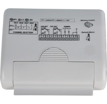Detailansicht eines elektronischen Geräts mit Schaltplan und Anschlussinformationen