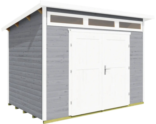 Abri de jardin avec double porte et rangée de fenêtres