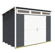 Abri de jardin en bois avec double porte et lucarnes