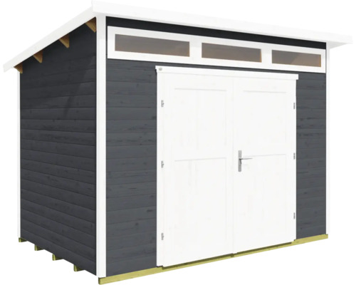 Holzgartenhaus mit Doppeltür und Oberlichtern