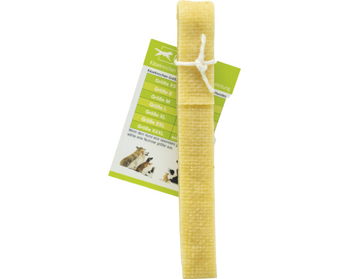 Os à mâcher au fromage pour chien avec étiquette de taille
