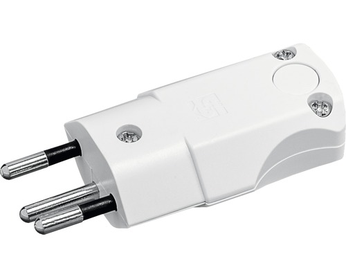Prise d'angle MID T12 blanche Fiche mâle blanche de type 12 pour la Suisse