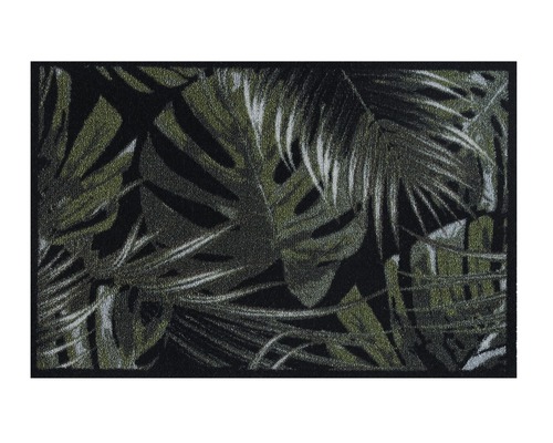 Paillasson anti-salissures Ambiance palm leaves vert/noir 50x75 cm