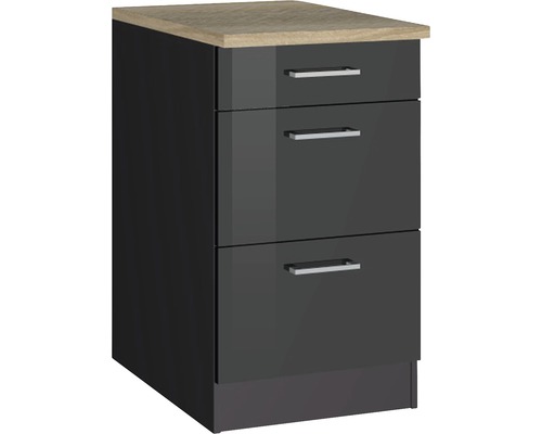 Armoire à tiroirs coulissants Held Möbel Mailand largeur 50 cm gris Meuble bas avec trois tiroirs et poignées