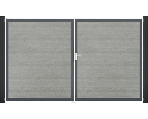 Portail double GroJa BasicLine droite cadre anthracite 300 x 180 cm Grey Ash Cut