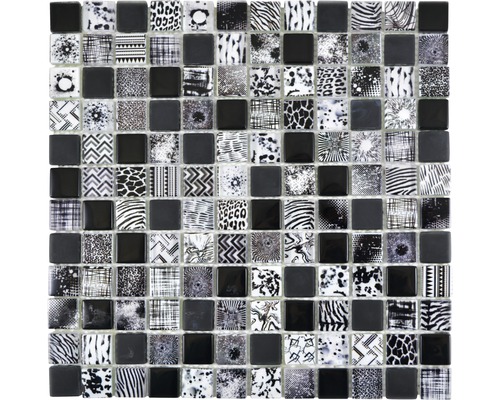 Mosaïque en verre Quadrat Crystal mélange de noir