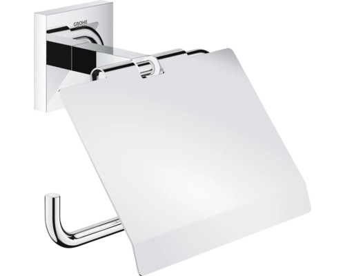 Porte-papier toilette avec couvercle et crochet supplémentaire, logo Grohe