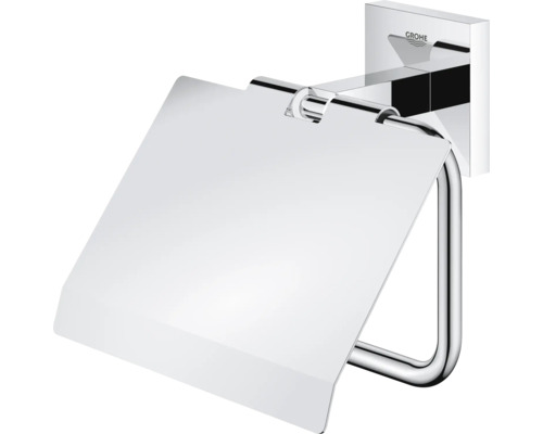 Porte-papier toilette avec couvercle en métal et logo Grohe