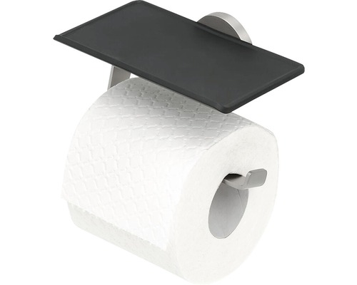 Dérouleur papier toilette TIGER Noon avec tablette en acier inoxydable brossé Porte-papier hygiénique avec étagère