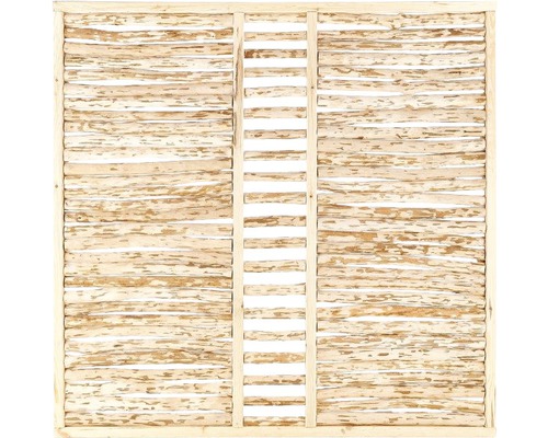 Élément principal noisette y compris treillis pelé semi-circulaire 180x180 cm Panneau de clôture en bois avec lattes