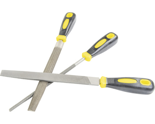 Trois limes à métaux avec manche en plastique