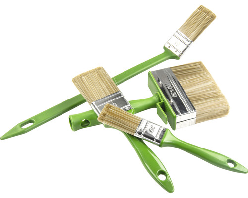 Mehrere Pinsel mit Borsten und Kunststoffgriffen
