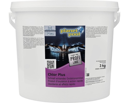 Granulé de chloration choc Planet Pool 3 kg Planet Pool Chlor Plus oxydant à action rapide en seau de 3 kg