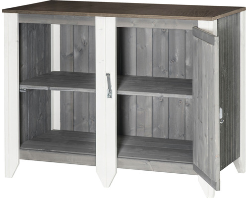 Armoire en bois avec deux portes et deux étagères