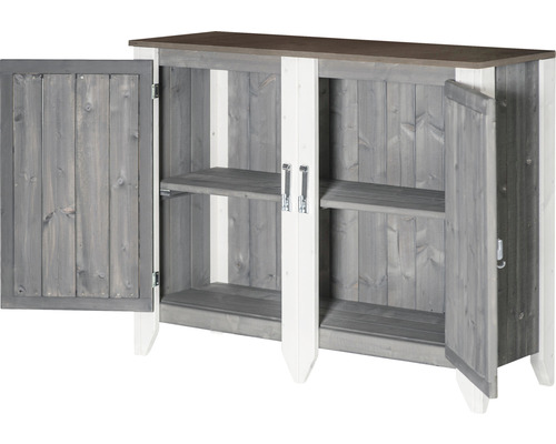 Gartenschrank/Outdoorküche Konsta Typ 561 Sideboard inkl. 2 Türen 115x40x88 cm hellgrau-creme