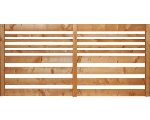Holzsichtschutzzaun mit horizontalen Lamellen