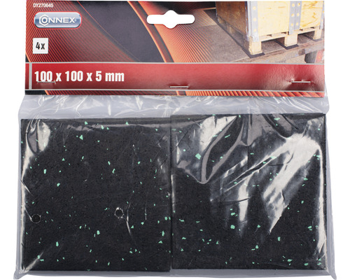 Verpackung mit vier Antirutschmatten, Größe 100 x 100 x 5 Millimeter.