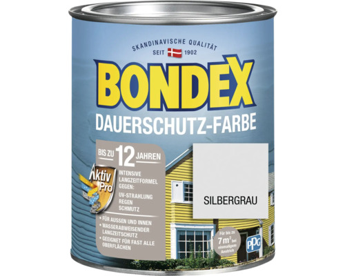 Peinture de protection durable pour bois BONDEX gris argent 750 ml