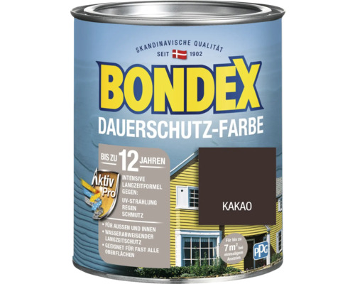 BONDEX Holzfarbe-Dauerschutzfarbe schokobraun 750 ml Bondex Dauerschutz-Farbe Kakao in einer Dose