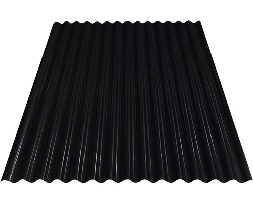 Tôle ondulée PRECIT Sinus S18 76/18 noir foncé RAL 9005 1200x883x0,4 mm