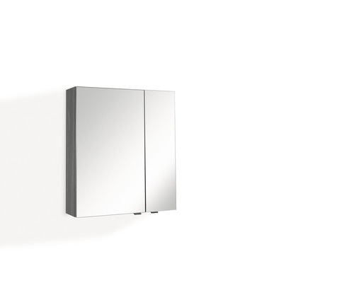 Armoire de toilette Marlin Bad 3980 lxhxp 60x68.2x17.6 cm châtaignier graphite Armoire de toilette pour salle de bains avec deux portes