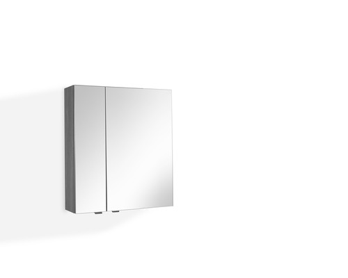 Armoire de toilette Marlin Bad 3980 lxhxp 60x68.2x17.6 cm châtaignier graphite Armoire de toilette à deux portes pour la salle de bains